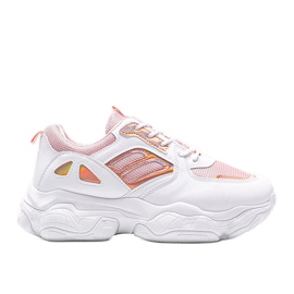 Biało różowe sneakersy na grubej podeszwie Annette białe wielokolorowe