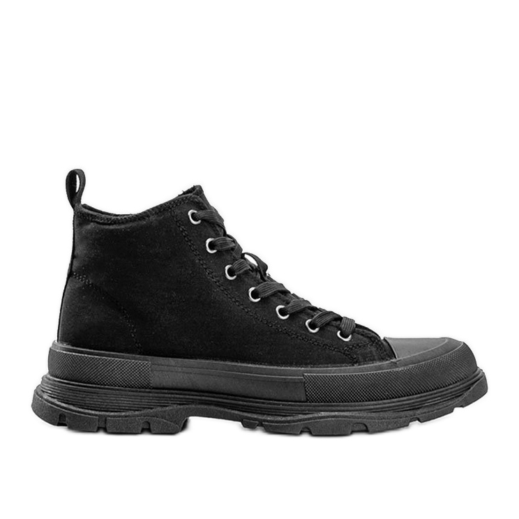 Czarne wysokie trampki na grubej podeszwie Evelin