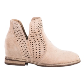 S. BARSKI Wiosenne Botki Z Wycięciem S.BARSKI brązowe