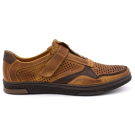 Polbut Buty męskie skórzane casual 2102L camel brązowe