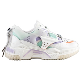 SHELOVET Kolorowe Sneakersy Fashion białe wielokolorowe