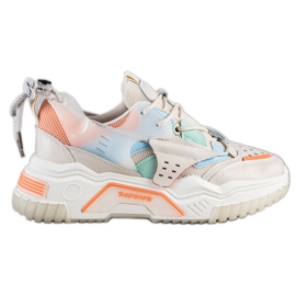 SHELOVET Kolorowe Sneakersy Fashion beżowy wielokolorowe