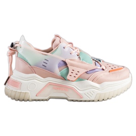 SHELOVET Kolorowe Sneakersy Fashion różowe wielokolorowe