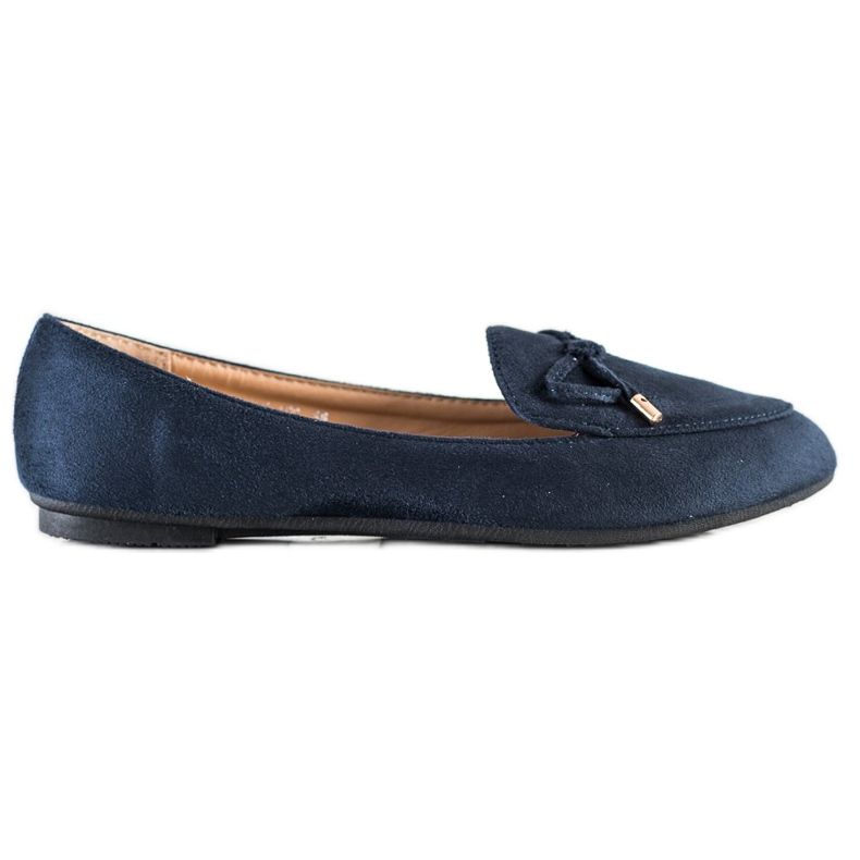 Abloom Zamszowe Lordsy Z Kokardą niebieskie