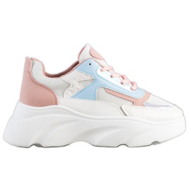 SHELOVET Kolorowe Sneakersy Na Platformie białe wielokolorowe