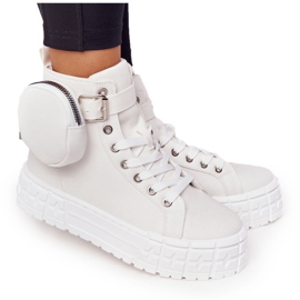 Damskie Tenisówki Na Platformie Z Nerką Białe Popcorn