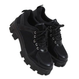 Mokasyny na wysokiej podeszwie czarne NC1129 Black