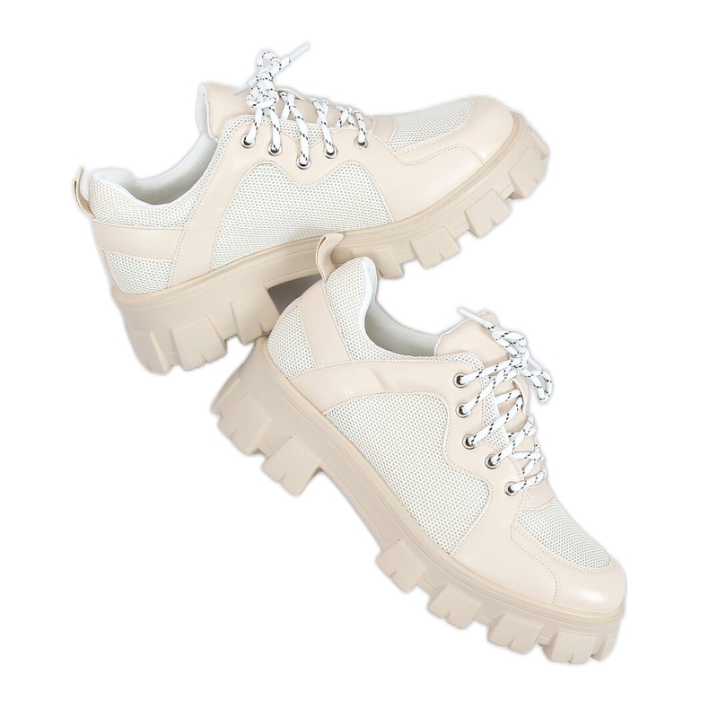 Mokasyny na wysokiej podeszwie beżowe NC1129 Beige beżowy