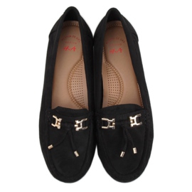 Mokasyny damskie na podwyższeniu czarne H9228 Negro