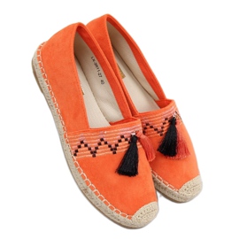 Espadryle boho z frędzlem pomarańczowe LX-3R11 Orange