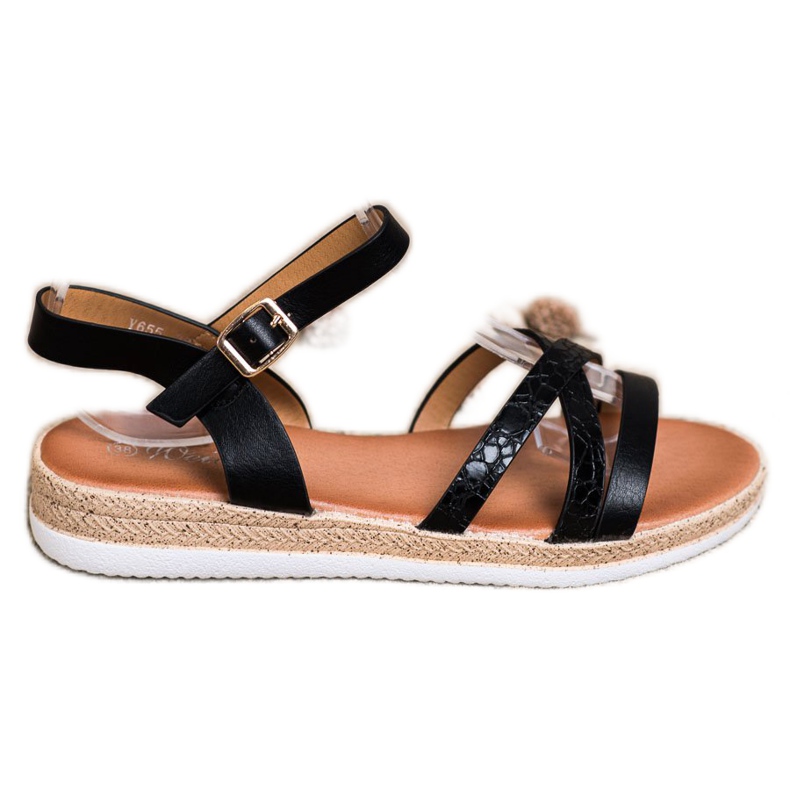 Weide Wygodne Czarne Sandałki