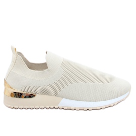 Buty sportowe skarpetkowe beżowe LDH006 Beige beżowy