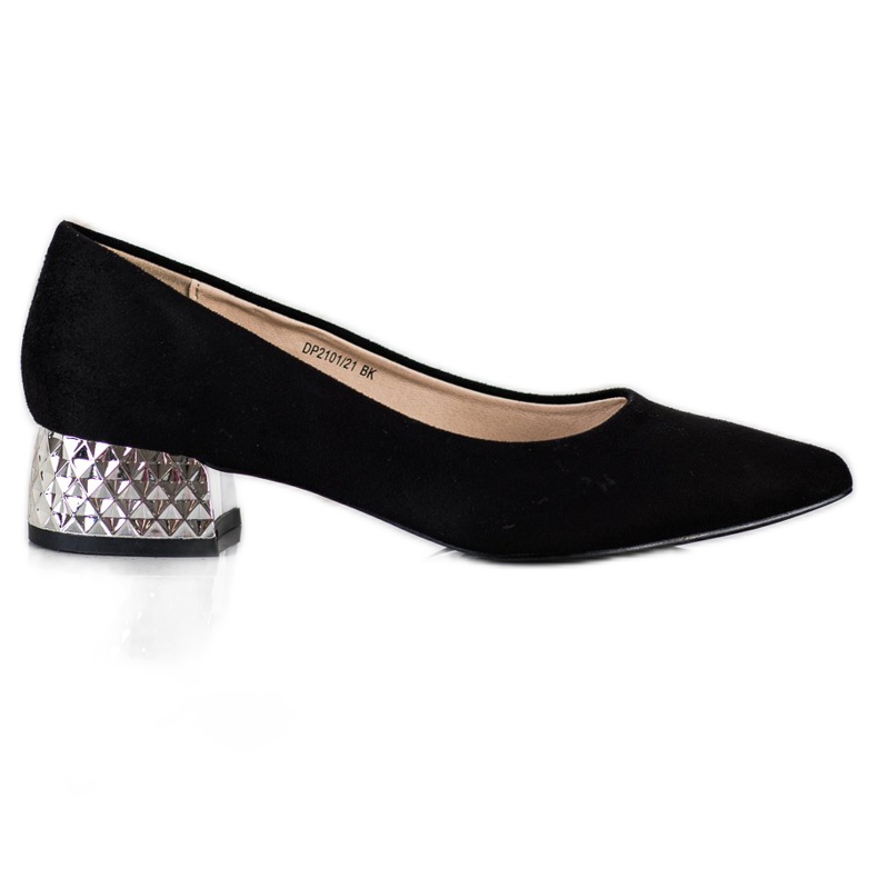 Filippo Czarne Czółenka Ze Złotym Obcasem