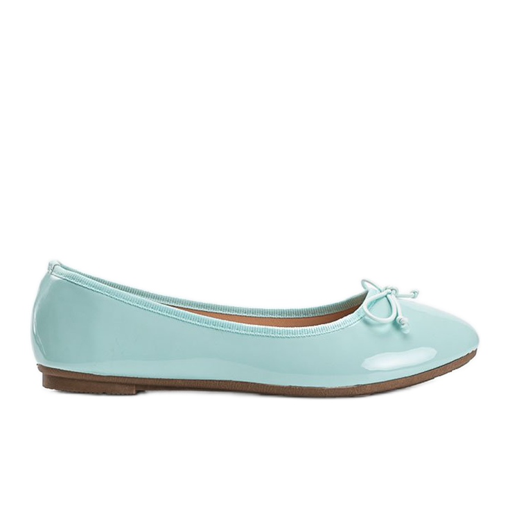 Zielone lakierowane balerinki z kokardką Lesley