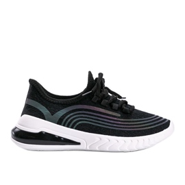 Czarne wsuwane obuwie sportowe z holograficznym wzorem Delaney