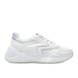 Białe sneakersy na grubej podeszwie z metalicznymi dodatkami Kenna