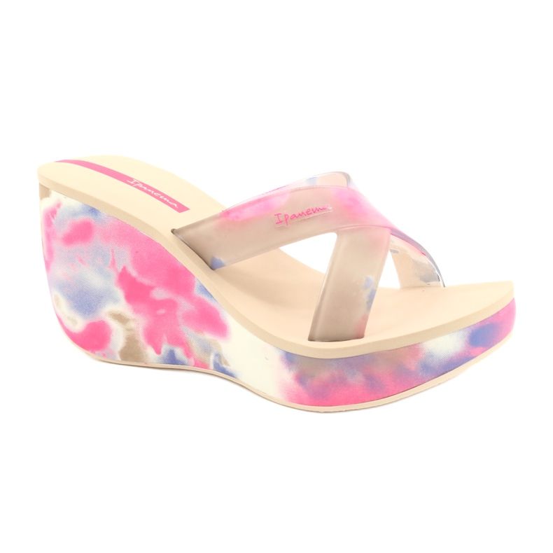 Klapki na koturnie damskie Ipanema 83071 Lipsick Straps VII beżowy niebieskie różowe
