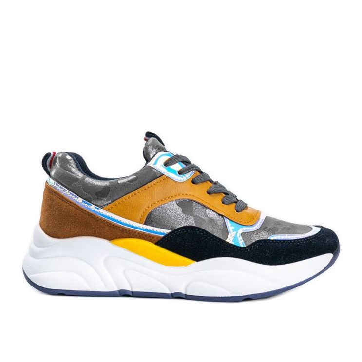 Szare sneakersy w motywie moro Lindsay brązowe