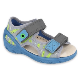 Befado obuwie dziecięce pu 065X159 niebieskie szare zielone