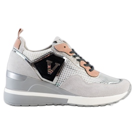 Kolorowe Sneakersy VINCEZA białe szare wielokolorowe