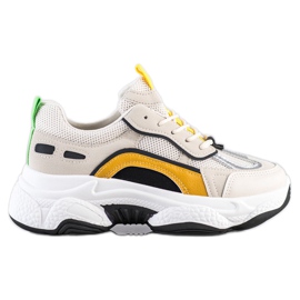 SHELOVET Seakersy Fashion beżowy wielokolorowe