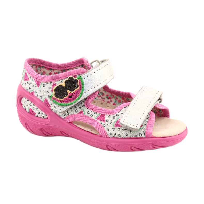 Befado sandałki obuwie dziecięce 065P148 różowe srebrny szare