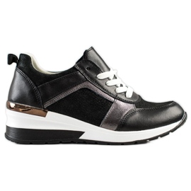 Sneakersy Z Brokatem VINCEZA czarne