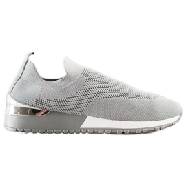 SHELOVET Tekstylne Ażurowe Sneakersy szare