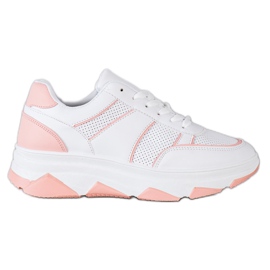 SHELOVET Casualowe Buty Sportowe białe różowe