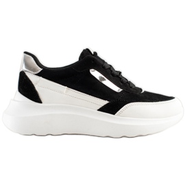 SHELOVET Stylowe Zamszowe Sneakersy białe czarne