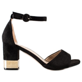 Filippo Sandały Z Ozdobnym Obcasem czarne