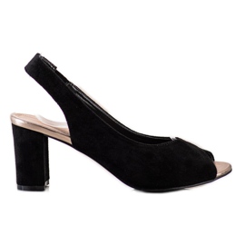 Evento Zamszowe Sandały Na Słupku czarne