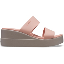Crocs klapki damskie Brooklyn Mid Wedge różowo-beżowe 206219 6RL różowe