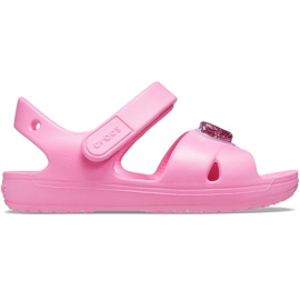 Crocs sandały dla dzieci Classic Cross Strap Charm różowe 206947 669