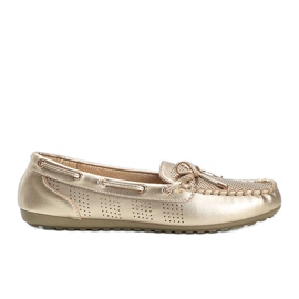 Złote mokasyny z eko-skóry ażurowe Esther złoty