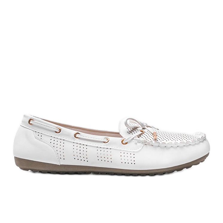 Białe mokasyny z eko-skóry ażurowe Esther