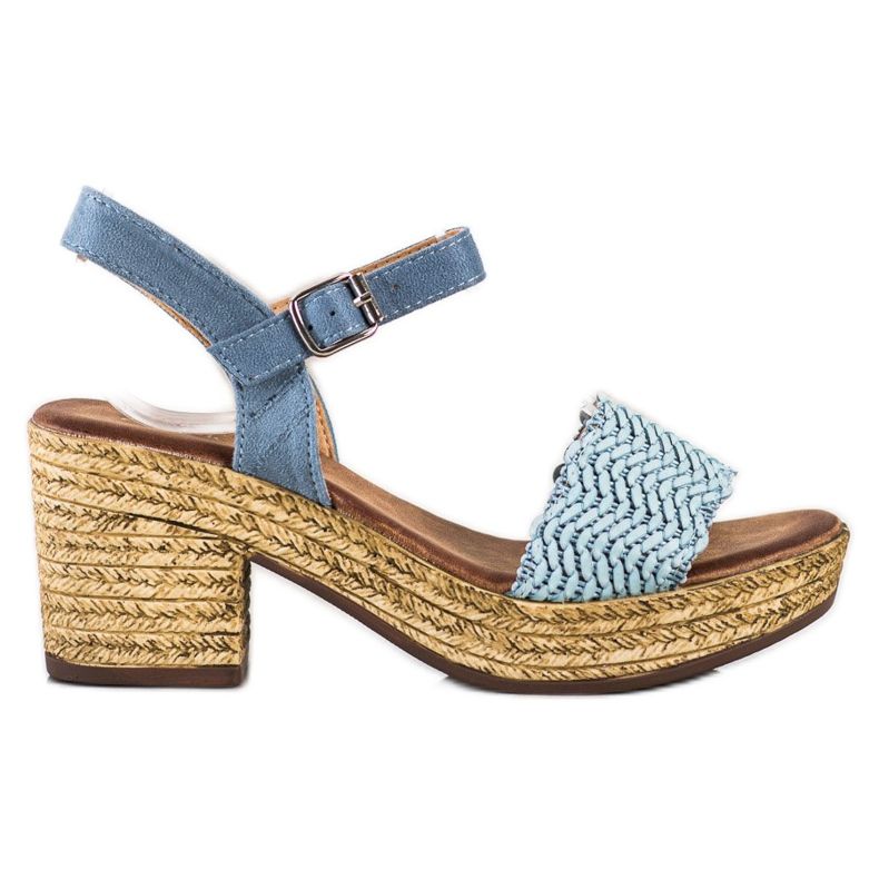 Evento Sandały Na Szerokim Słupku niebieskie