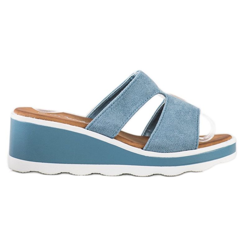 Weide Klapki Na Koturnie niebieskie