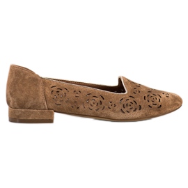 Skórzane Czółenka W Róże Sergio Leone brązowe