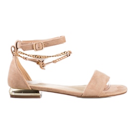 Sandały Z Ozdobnym Łańcuszkiem VINCEZA brązowe