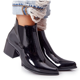 Lakierowane Botki Na Obcasie Sergio Leone BT153 Czarne