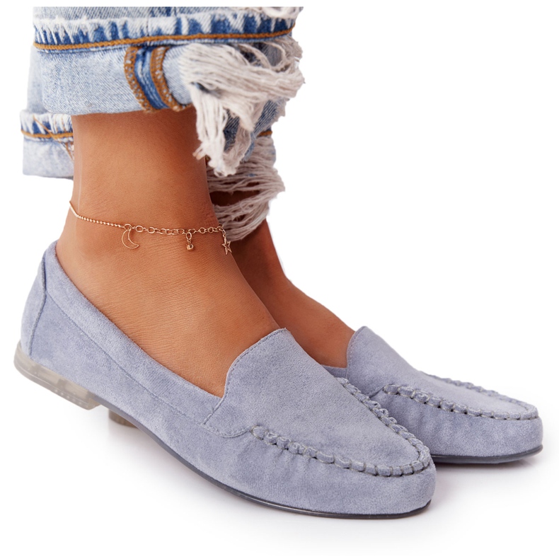 Zamszowe Mokasyny Sergio Leone MK722 Niebieskie