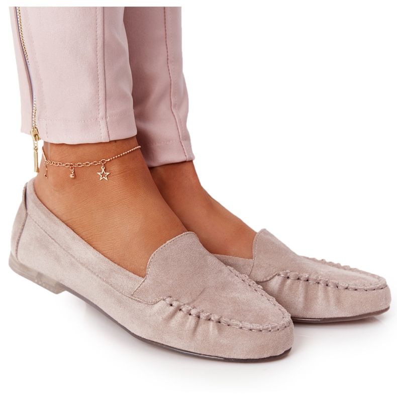 Zamszowe Mokasyny Sergio Leone MK722 Beżowe beżowy