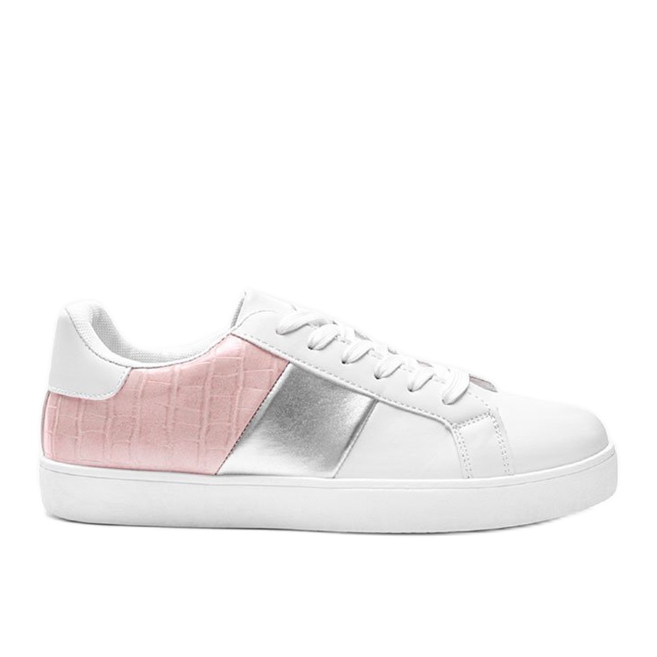 Biało różowe tenisówki pastelowe Haille białe