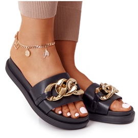 Klapki Na Platformie Z Łańcuchem Czarne Vacation złoty