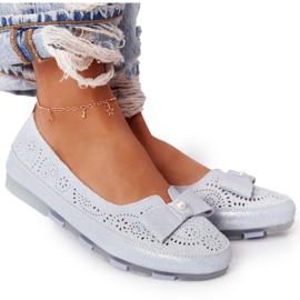 Skórzane Baleriny Rio Flore Eco-Friendly Blue niebieskie