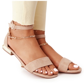 Sandały Na Złotym Obcasie Vinceza 21-17119 Beżowe beżowy