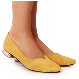 Mokasyny Na Złotym Obcasie Vinceza 21-10601 Żółte