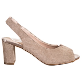 Evento Zamszowe Sandały Na Słupku beżowy