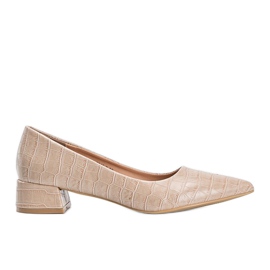 Beżowe czółenka na klocku w motywie skóry węża Hallie beżowy